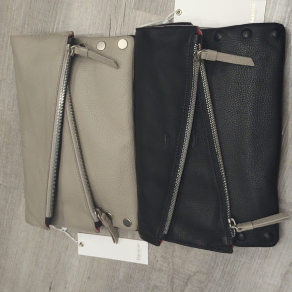 HAMMITT Reversible Zip Compartment Dillon Black Grey Clutch crossbody New Purse